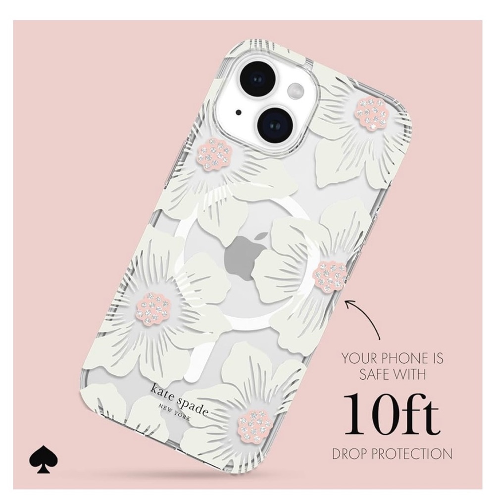 Kate Spade IPhone 15 plus Case Compatible with MagSafe - Hollyhock Creme